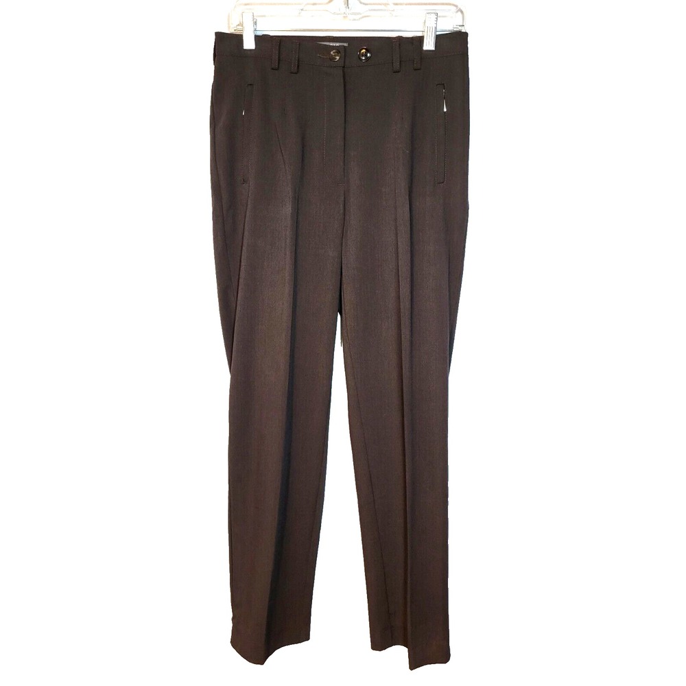 Adagio Vicky Dark Brown Flat Front Elastic Portion Waist Zip Front Pocket Sz 19‎